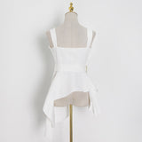 Asymmetrical Strap Sashes Vest Belted Top