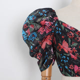 Floral Sweetheart Puff Zipper short Blouse