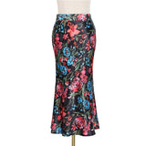 Mermaid Flowery High Waist Zipper Skirt