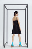 ATARA Spaghetti Black Split Loose Fit Dress
