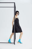 ATARA Spaghetti Black Split Loose Fit Dress