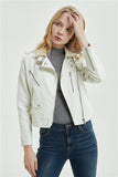 Lapel Zipper Vegan Leather Jacket