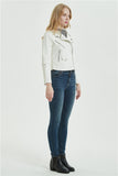 Lapel Zipper Vegan Leather Jacket