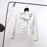 Lapel Zipper Vegan Leather Jacket