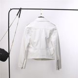 Lapel Zipper Vegan Leather Jacket