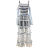 IZZY Striped Ruffled Boho Midi Dress