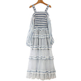 IZZY Striped Ruffled Boho Midi Dress