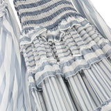 IZZY Striped Ruffled Boho Midi Dress