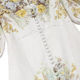 TESHIA Floriated V-neck Button Slim Dress
