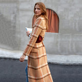 Fit Plaid Twisted Hollow Out Overcoat