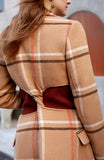 Fit Plaid Twisted Hollow Out Overcoat