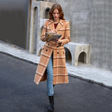 Fit Plaid Twisted Hollow Out Overcoat