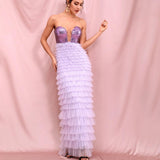TANYA Ruffled Mesh Party Gown
