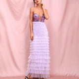 TANYA Ruffled Mesh Party Gown