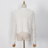 Lace knit sweater with feathers