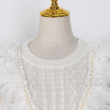 Lace knit sweater with feathers