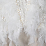 Lace knit sweater with feathers