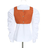 Vintage Inspired Blouse with Bow Vest