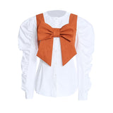 Vintage Inspired Blouse with Bow Vest