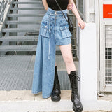High Street Asymmetrical Denim Skirt