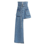 High Street Asymmetrical Denim Skirt