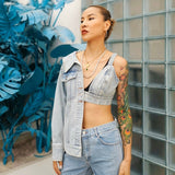 Hip Deconstructed Denim Top