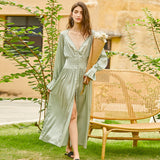 DREA vintage-like slit flowing dress