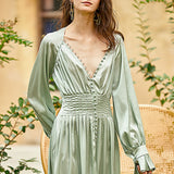 DREA vintage-like slit flowing dress