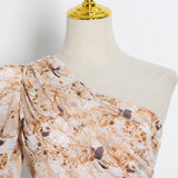 MERCY Asymmetrical floral mini dress