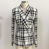 Double-breasted plaid blazer