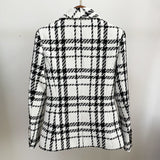 Double-breasted plaid blazer