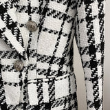 Double-breasted plaid blazer