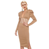 MILA Puffed Sleeve Midi Dress