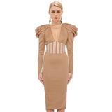 MILA Puffed Sleeve Midi Dress