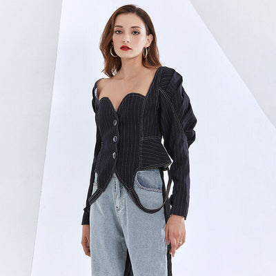 Sweetheart striped short top