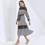 DALIDA striped lace midi dress in black