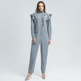 Ruffled turtleneck overall in colors