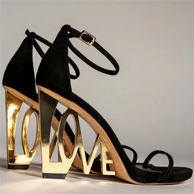 LOVE Cutout Wedge Ankle-strap Sandals