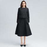 Business chic midi skirt and parka top set