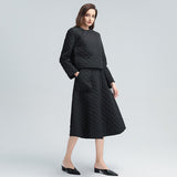 Business chic midi skirt and parka top set