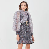 NELLIE leopard ruffled mesh dress