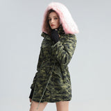 Camouflage Drawstring Parka Coat