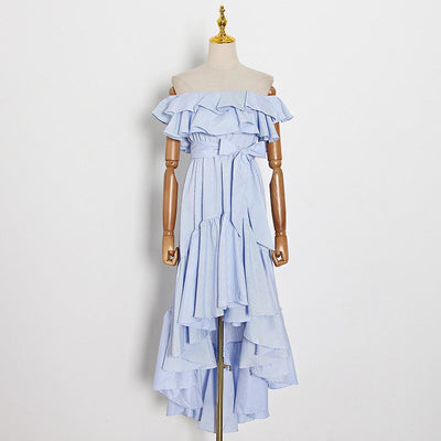 Ruffled High-Low Stripe Dress-Dresses-Primetime-Looks