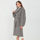 Lapel knee-length autumn coat