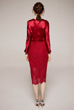 ZELDA Lace and Satin Midi Dress in colors