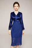 ZELDA Lace and Satin Midi Dress in colors