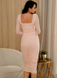 MALENA powder pink Bodycon Midi Dress