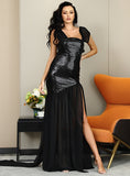 SHEQUEEN Slit Evening Maxi Dress