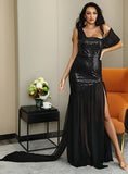 SHEQUEEN Slit Evening Maxi Dress
