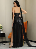 SHEQUEEN Slit Evening Maxi Dress